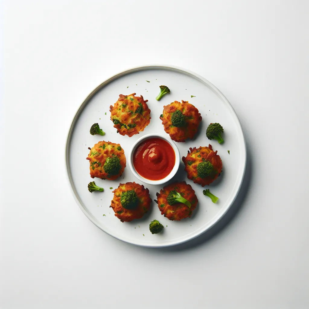 Chickpea Flour Broccoli Fritters with Spicy Sauce