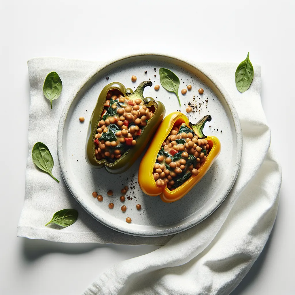 Lentil and Spinach Stuffed Bell Peppers