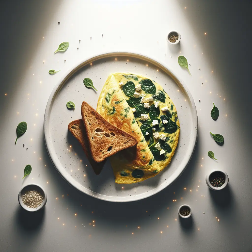Spinach and Feta Omelette with Whole Grain Toast